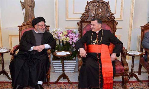 Ibrahim Amin al Sayyed con el patriarca maronita, Bshara al Rai